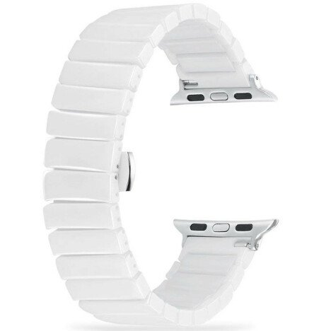 Curea iUni compatibila cu Apple Watch 1/2/3/4/5/6/7, 40mm, Ceramic Belt, White